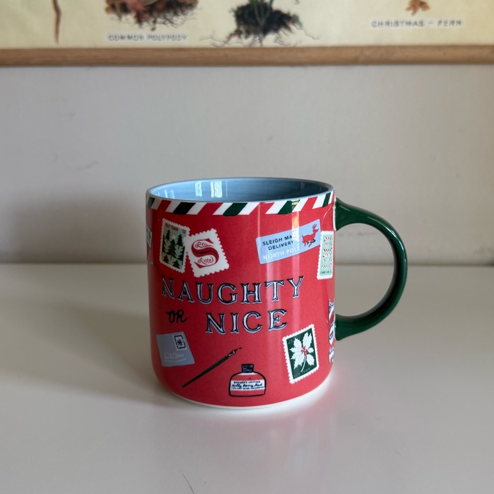 Sold out Anthropologie Christmas Mug Naughty & Nice